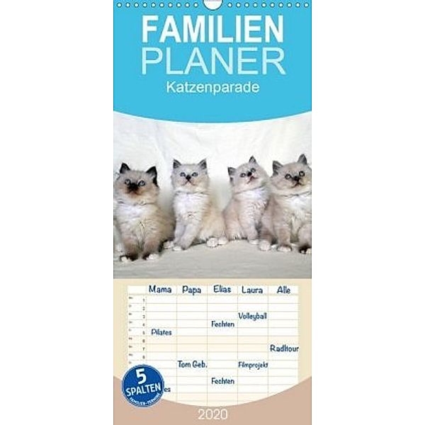 Katzenparade - Familienplaner hoch (Wandkalender 2020 , 21 cm x 45 cm, hoch), Jennifer Chrystal