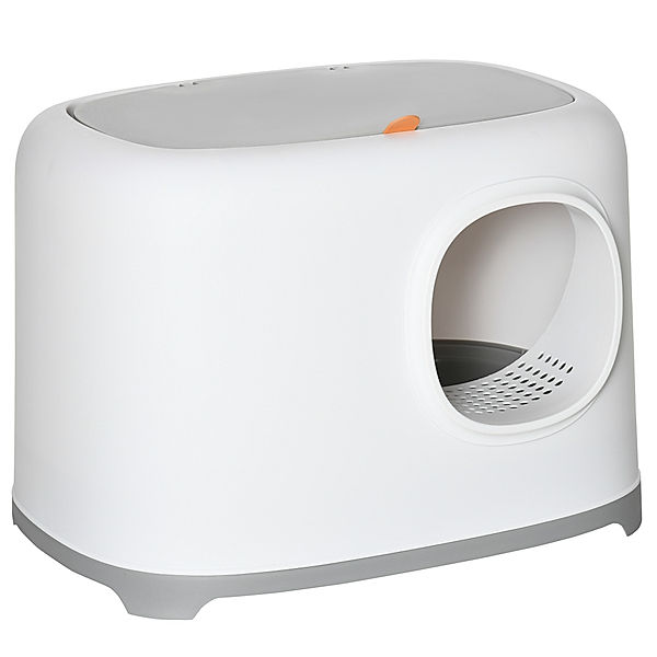 Katzentoilette mit kompaktem Design bunt (Farbe: weiß, hellgrau)