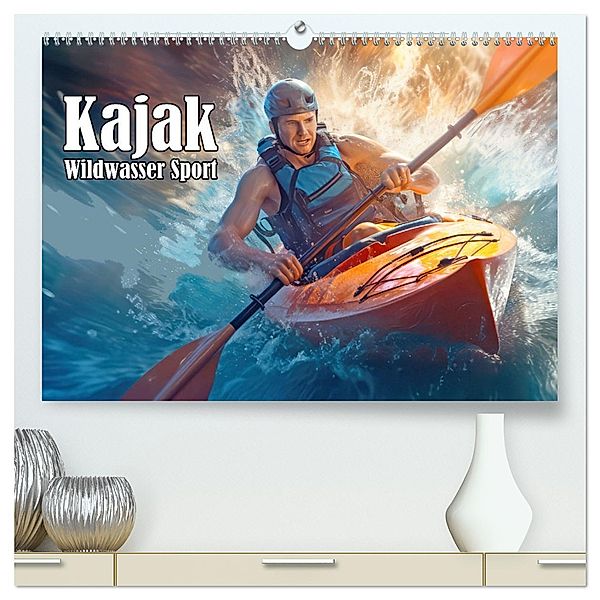 Kayak Wildwasser Sport (hochwertiger Premium Wandkalender 2025 DIN A2 quer), Kunstdruck in Hochglanz, Calvendo, Liselotte Brunner-Klaus