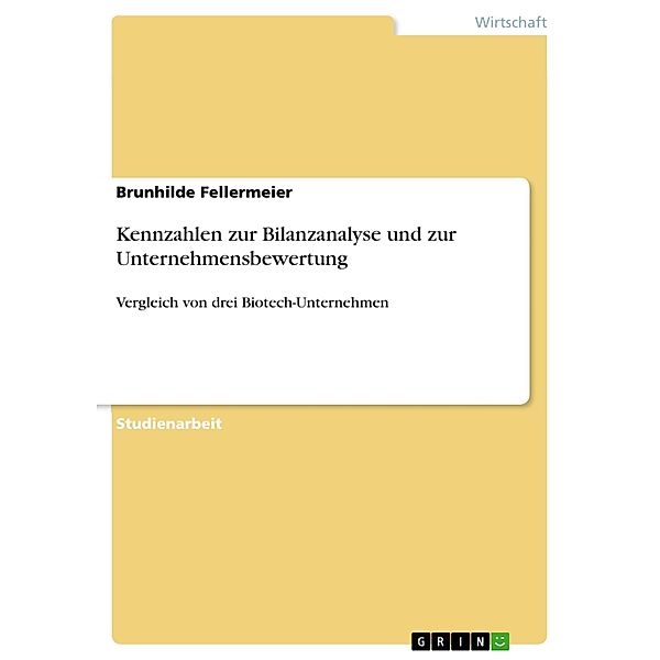 Kennzahlen zur Bilanzanalyse und zur Unternehmensbewertung, Brunhilde Fellermeier