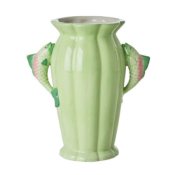 rice Keramik-Vase FISH in hellgrün