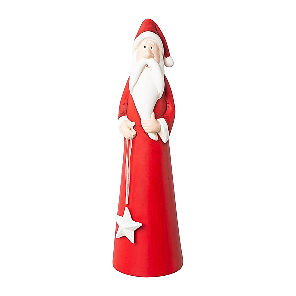 Keramik Weihnachtsmann KLAUS mit Stern in rot, 9,50x8,50x31,50 cm
