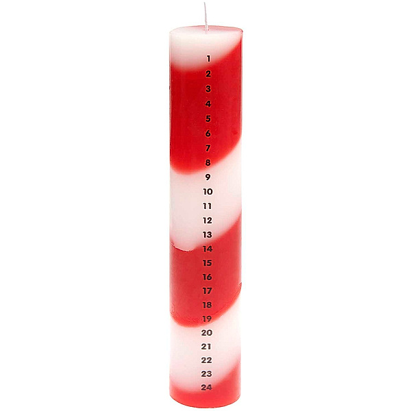 RICO DESIGN Kerze ADVENTSKALENDER 1-24 in rot/weiß