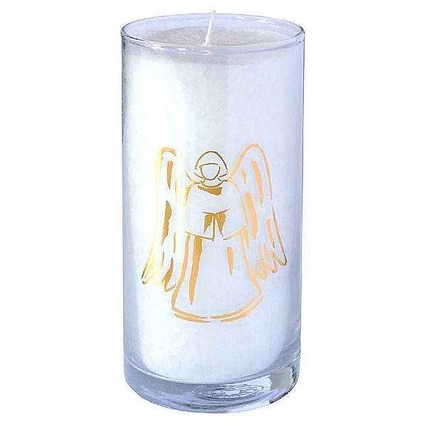 Kerze Pure Engel im Glas Stearin weiss