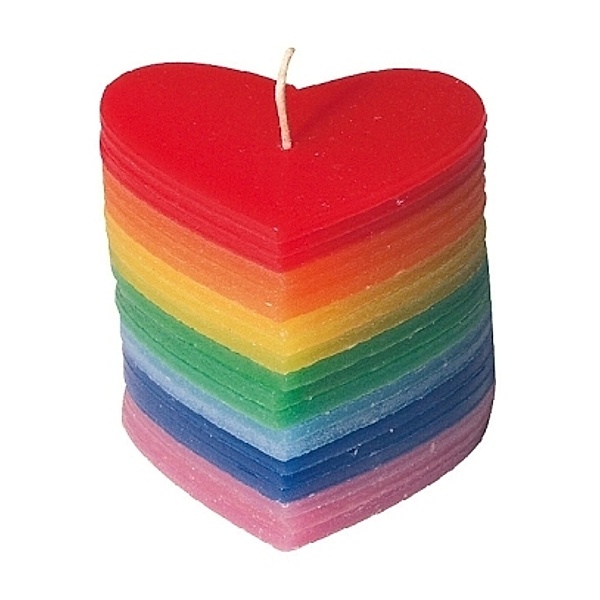Kerze Rainbow Heart 10 cm