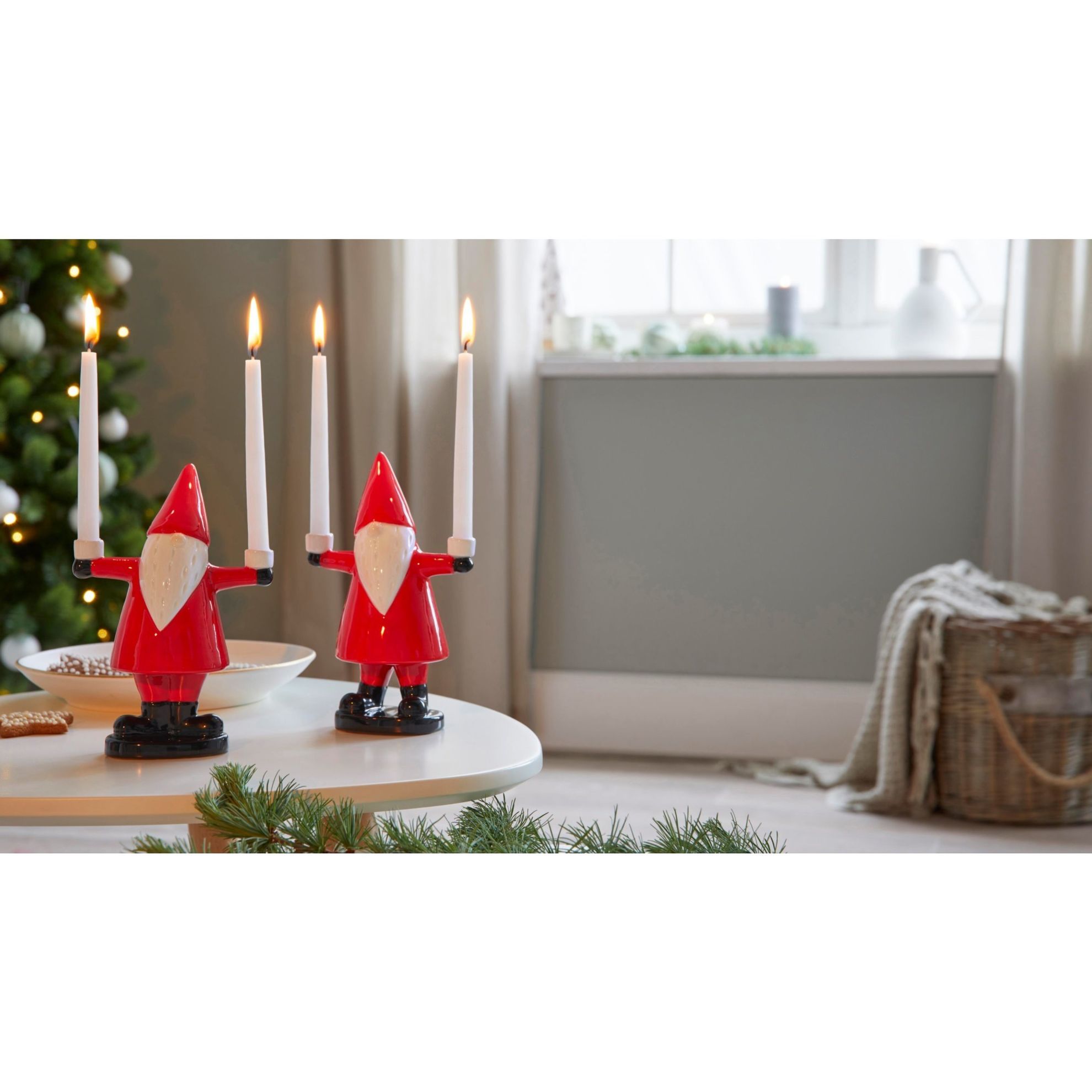 Kerzenhalter-Set, 2-tlg. Santa Rot Weiß bestellen | Weltbild.de