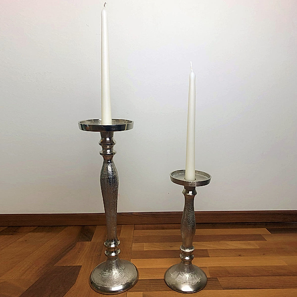 Kerzenleuchter, 10x10x25 cm, silber