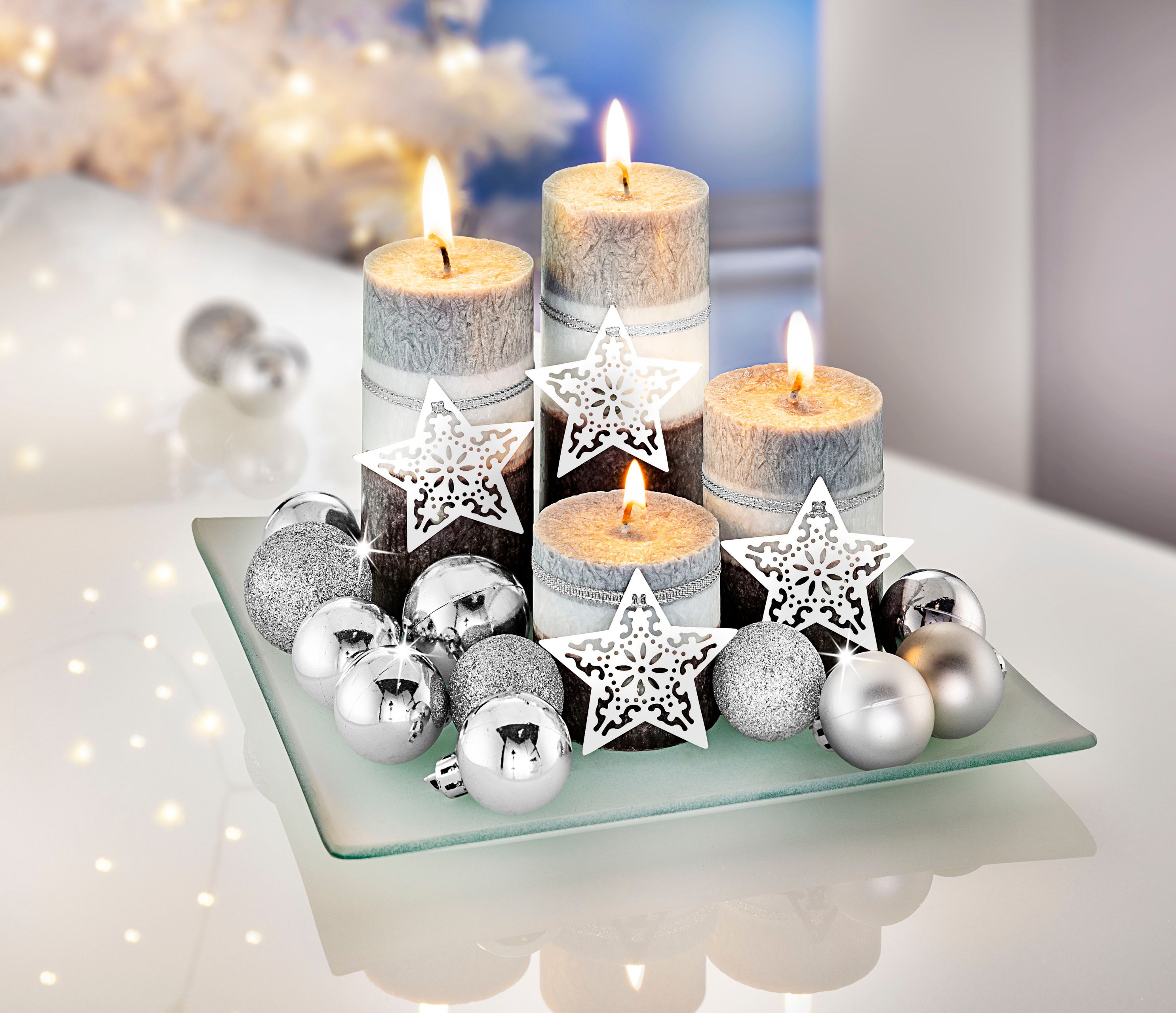 Kerzenset Silberglanz mit 4 Kerzen bestellen | Weltbild.ch