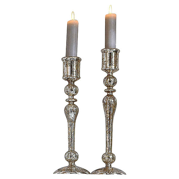Kerzenständer-Set Antik silber, 2-teilig