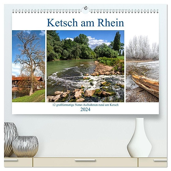 Ketsch am Rhein (hochwertiger Premium Wandkalender 2024 DIN A2 quer), Kunstdruck in Hochglanz, Thorsten Assfalg