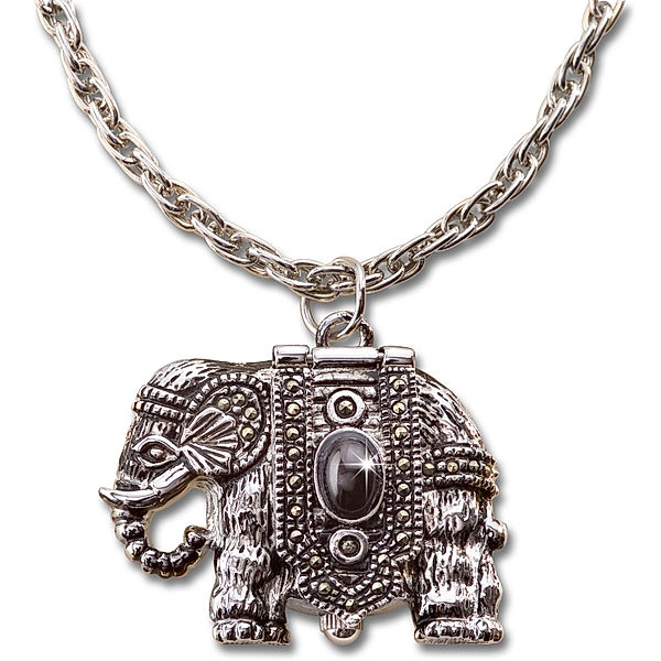 Kettenuhr Elefant, Uhren-Anhänger mit Kette