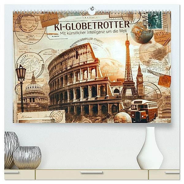 KI-Globetrotter: Mit künstlicher Intelligenz um die Welt (hochwertiger Premium Wandkalender 2025 DIN A2 quer), Kunstdruck in Hochglanz, Calvendo, artefacti