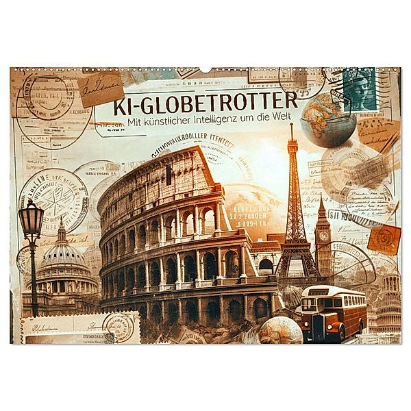 KI-Globetrotter: Mit künstlicher Intelligenz um die Welt (Wandkalender 2025 DIN A2 quer), CALVENDO Monatskalender, Calvendo, artefacti