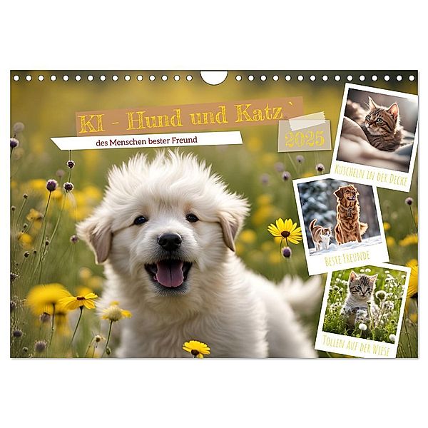 KI - Hund und Katz `des Menschen bester Freund (Wandkalender 2025 DIN A4 quer), CALVENDO Monatskalender, Calvendo, Claudia Schimmack