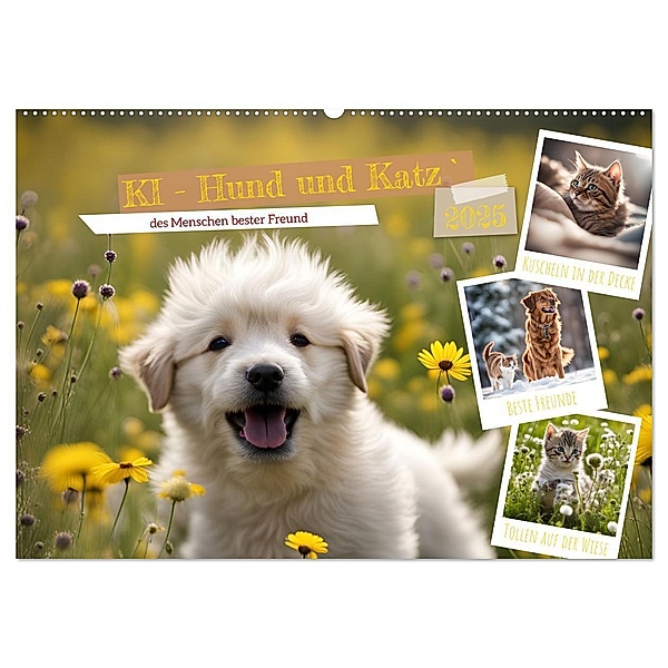 KI - Hund und Katz `des Menschen bester Freund (Wandkalender 2025 DIN A2 quer), CALVENDO Monatskalender, Calvendo, Claudia Schimmack