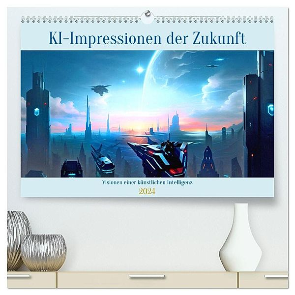 KI-Impressionen der Zukunft (hochwertiger Premium Wandkalender 2024 DIN A2 quer), Kunstdruck in Hochglanz, Karsten Schröder