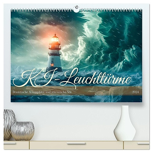KI-Leuchttürme (hochwertiger Premium Wandkalender 2024 DIN A2 quer), Kunstdruck in Hochglanz, Steffen Gierok-Latniak