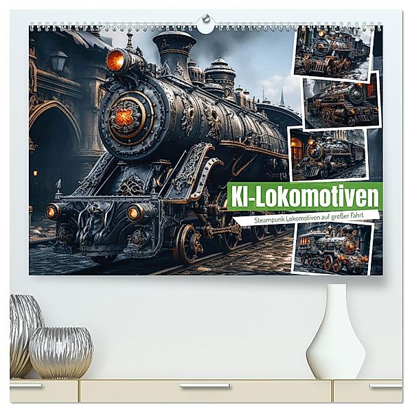 KI-Lokomotiven (hochwertiger Premium Wandkalender 2025 DIN A2 quer), Kunstdruck in Hochglanz, Calvendo, Steffen Gierok-Latniak
