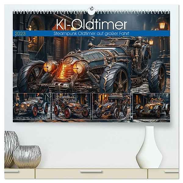 KI-Oldtimer (hochwertiger Premium Wandkalender 2024 DIN A2 quer), Kunstdruck in Hochglanz, Steffen Gierok-Latniak