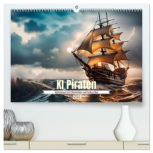 KI Piraten - Abenteuer der Seeräuber auf hoher See (hochwertiger Premium Wandkalender 2024 DIN A2 quer), Kunstdruck in Hochglanz, Claudia Schimmack