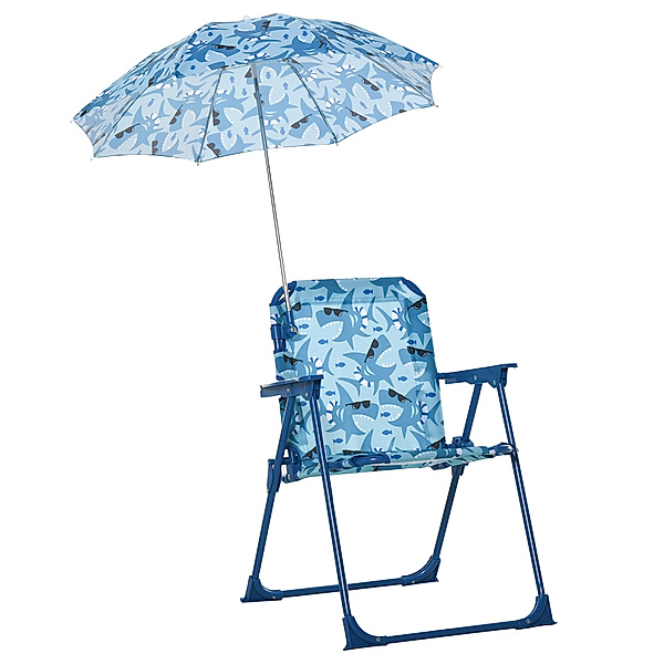Outsunny Kinder-Campingstuhl mit Sonnenschirm (Farbe: blau)