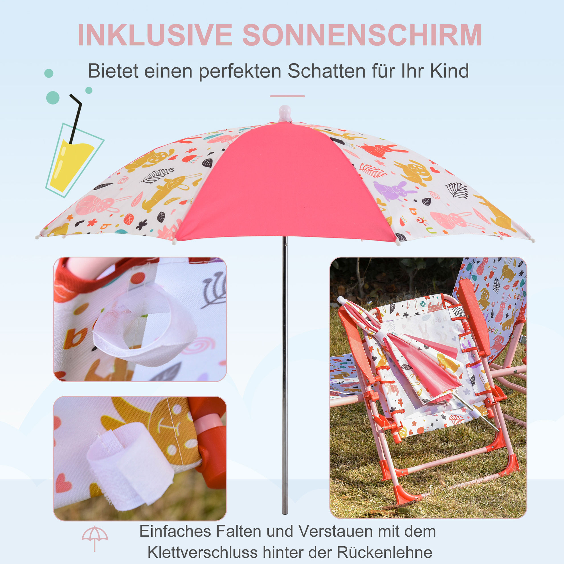 Kinder-Campingstuhl mit Sonnenschirm Farbe: rot | Weltbild.de