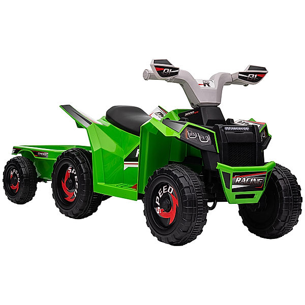 Homcom Kinder Elektrofahrzeug mit kleinem Anhänger (Farbe: grün, grau, schwarz)