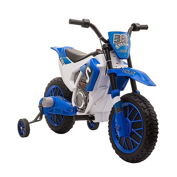 Homcom Kinder Elektromotorrad mit 2 abnehmbaren Stützrädern (Farbe: blau)