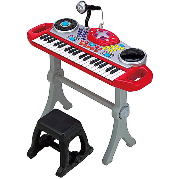 Kinder-Keyboard mit Hocker (Farbe: rot)