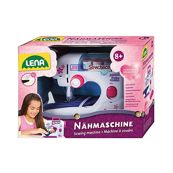 LENA® Kinder-Nähmaschine SEWING in weiß/rosa