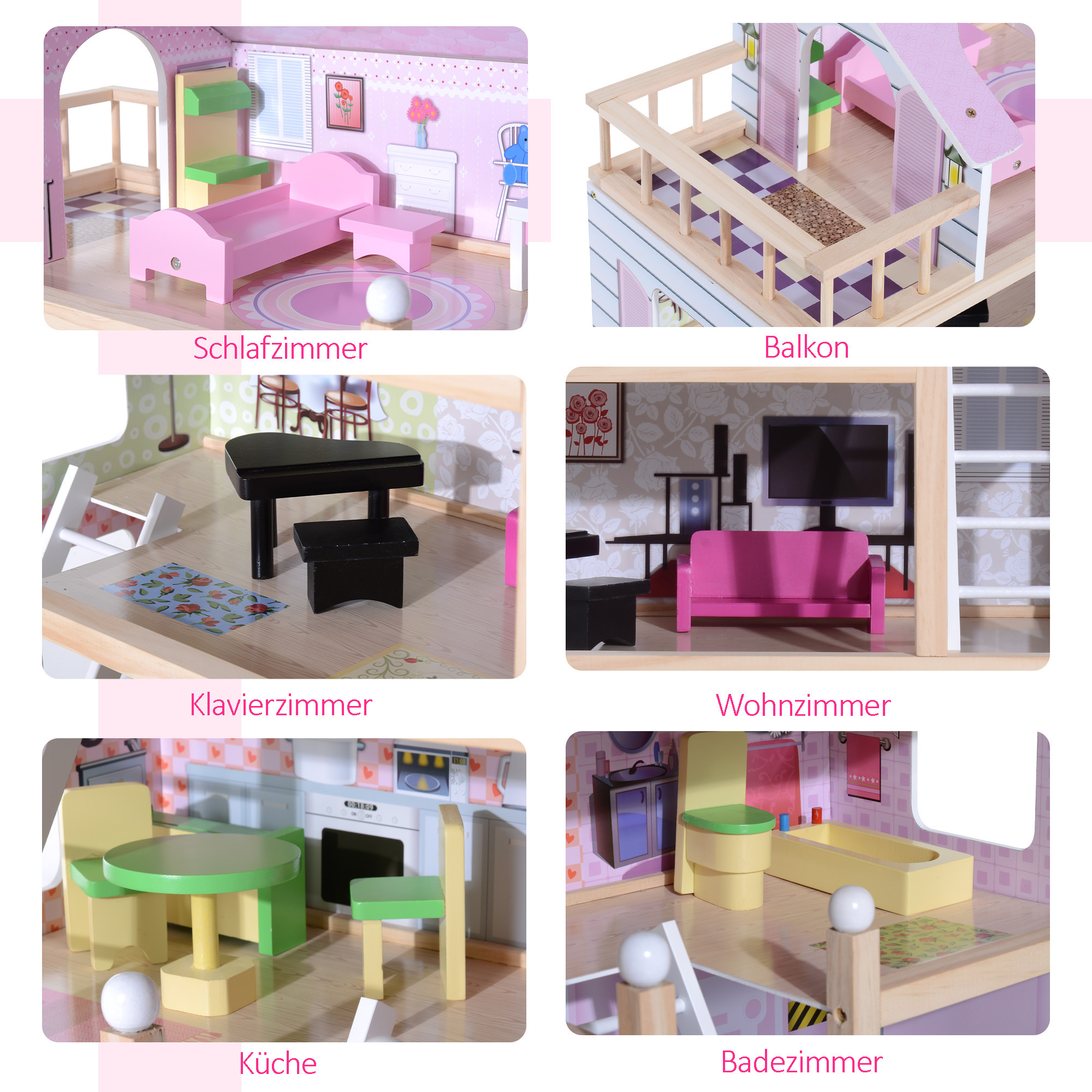 6x Kinder möbel Puppenhaus Miniatur Familienzimmer Sets Puppen Kinder 