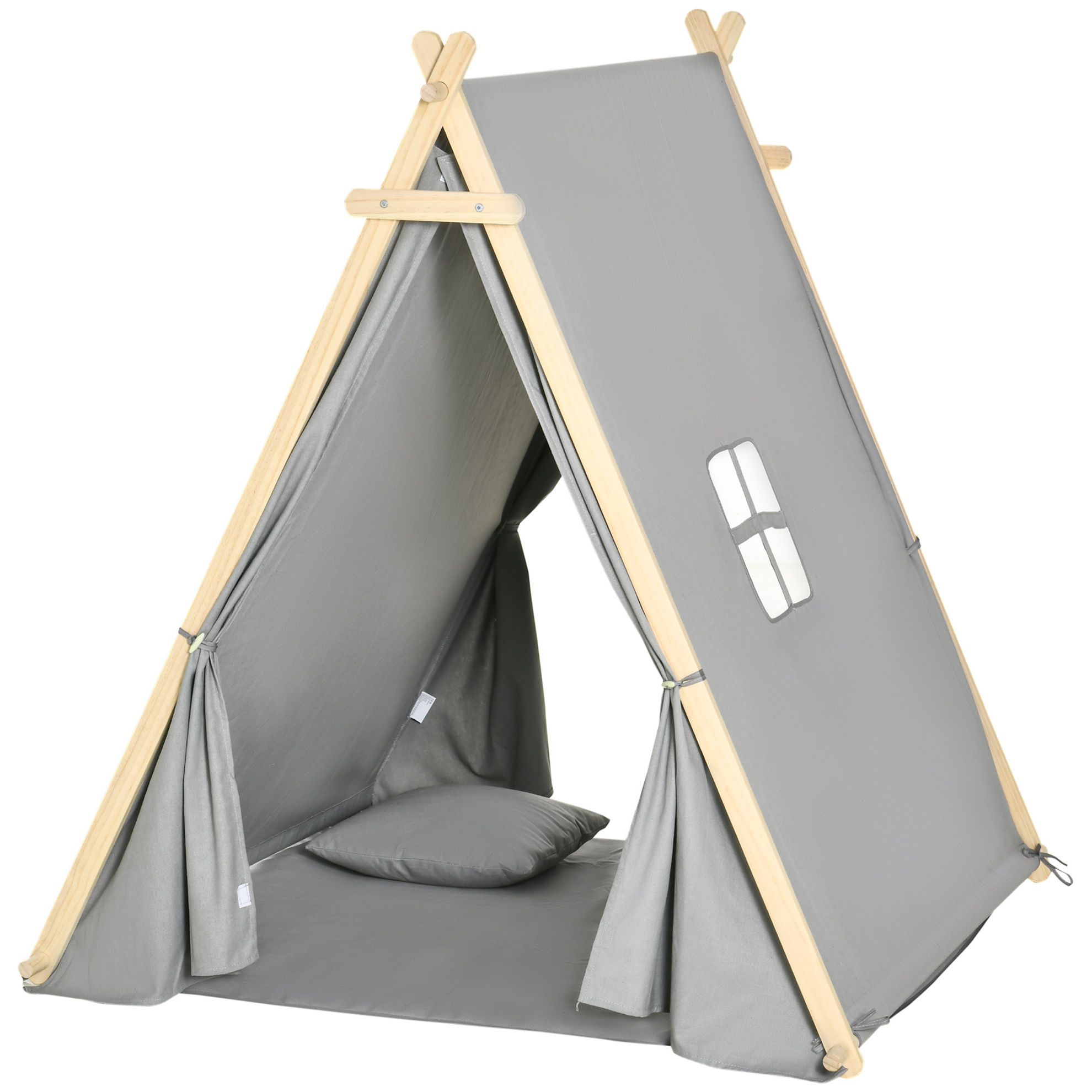 Kinder Tipi Zelt mit Kissen, Bodenmatte und Aufbewahrungstasche grau Farbe:  grau | Weltbild.de