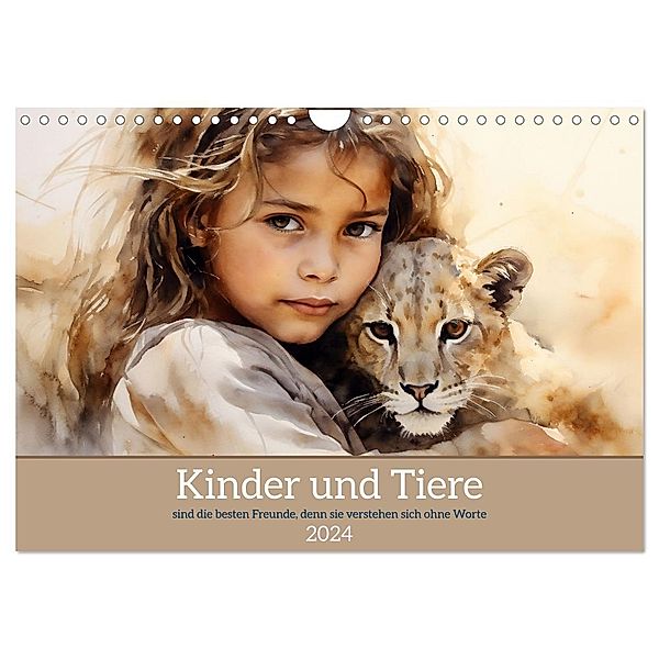 Kinder und Tiere (Wandkalender 2024 DIN A4 quer), CALVENDO Monatskalender, Calvendo, Daniela Tapper