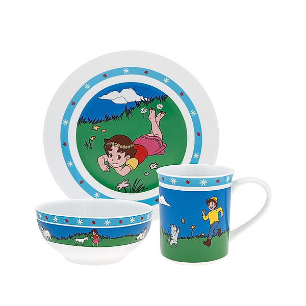 Puresigns Kindergeschirr-Set HEIDI 3-teilig aus Porzellan