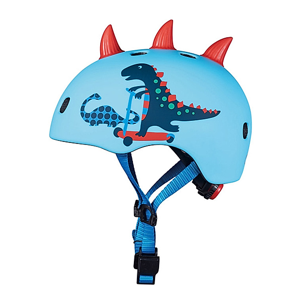 micro Kinderhelm SCOOTERSAURUS  MATT mit LED-Blinklicht in hellblau