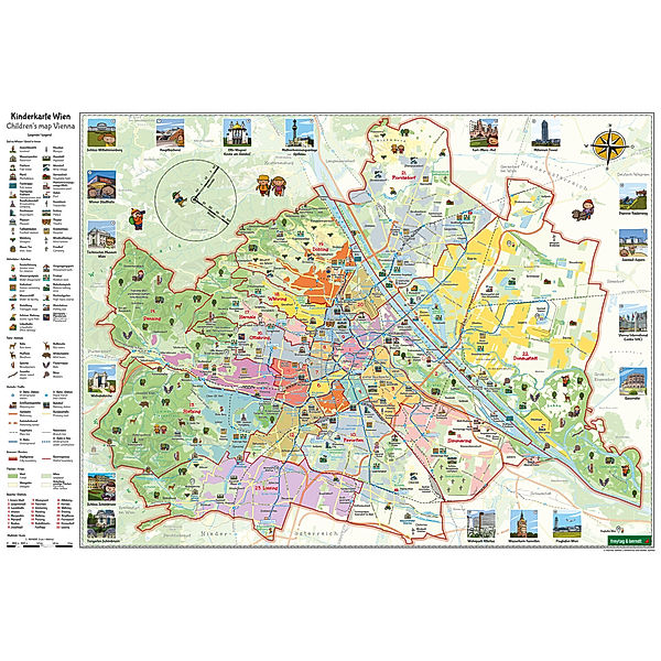 Kinderkarte Wien, Poster metallbestäbt 1:40.000, freytag & berndt, Arthur Fürnhammer