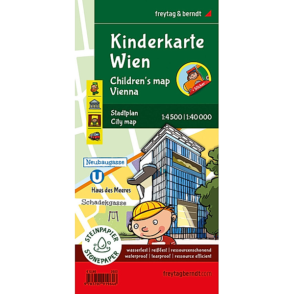Kinderkarte Wien, Stadtplan 1:40.000, freytag & berndt, Arthur Fürnhammer