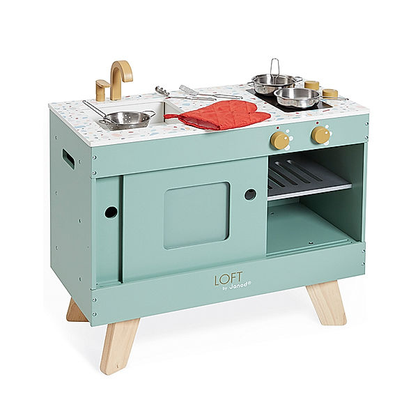 Janod Kinderküche LOFT mit Zubehör in aqua