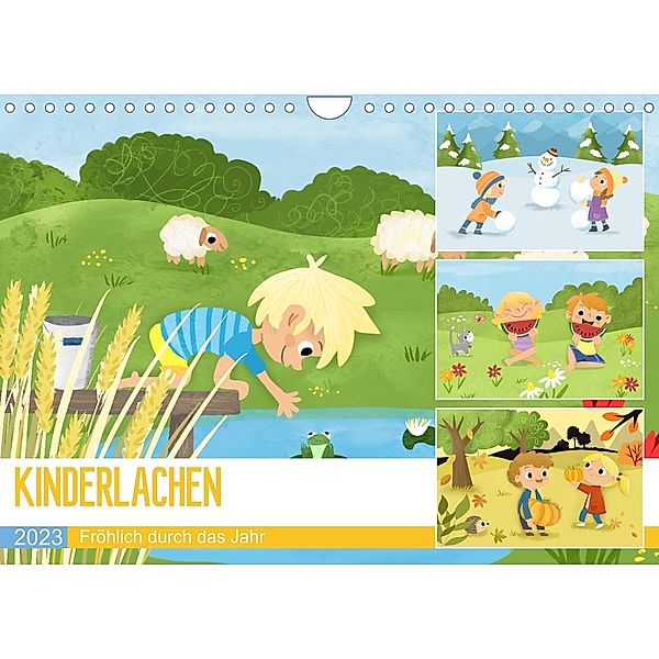 KINDERLACHEN - Fröhlich durch das Jahr - Ein Kinderkalender (Wandkalender 2023 DIN A4 quer), katelein