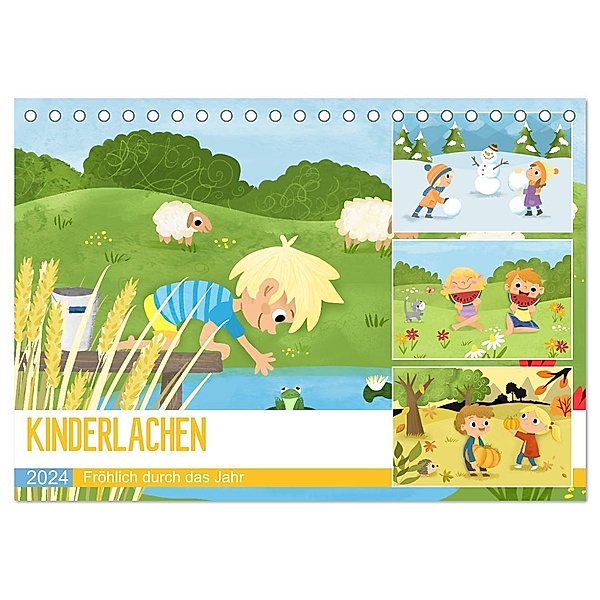 KINDERLACHEN - Fröhlich durch das Jahr - Ein Kinderkalender (Tischkalender 2024 DIN A5 quer), CALVENDO Monatskalender, katelein