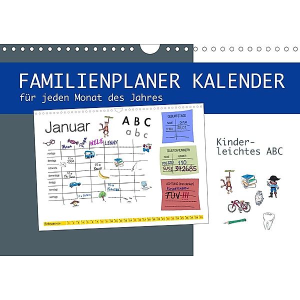 Kinderleichtes ABC - Familienplaner Kalender (Wandkalender 2021 DIN A4 quer), DMR/steckandose.com