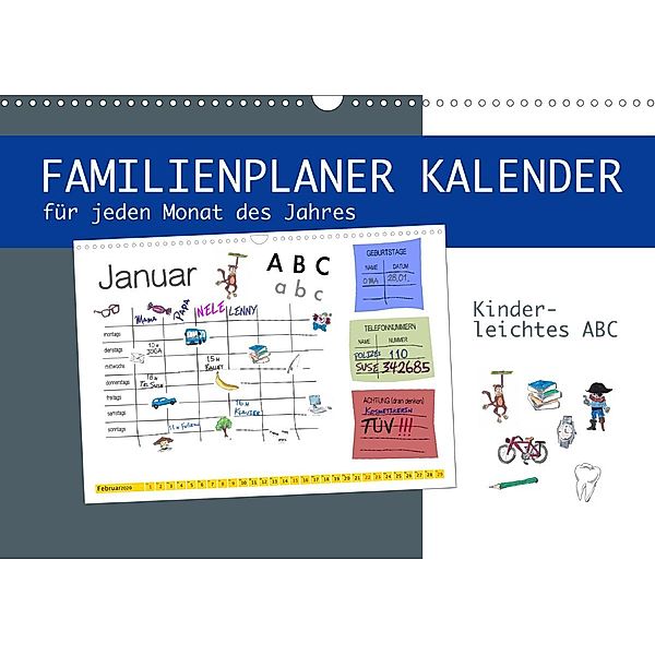 Kinderleichtes ABC - Familienplaner Kalender (Wandkalender 2021 DIN A3 quer), DMR/steckandose.com