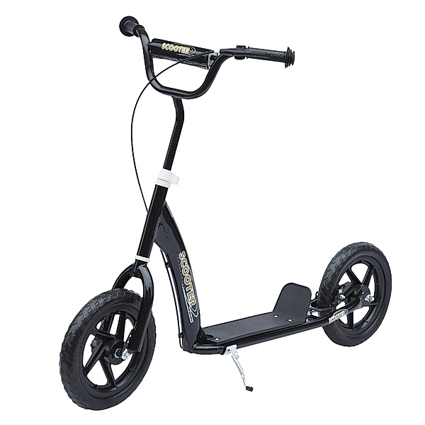 Homcom Kinderroller Anti-Rutsch Trittfläche, Metallfahrradständer zum Parken, (Farbe: schwarz)