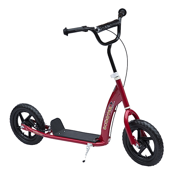 Homcom Kinderroller Anti-Rutsch Trittfläche, Metallfahrradständer zum Parken, (Farbe: rot)