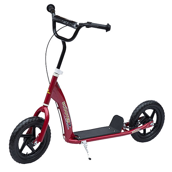 Homcom Kinderroller Anti-Rutsch Trittfläche, Metallfahrradständer zum Parken, (Farbe: rot)