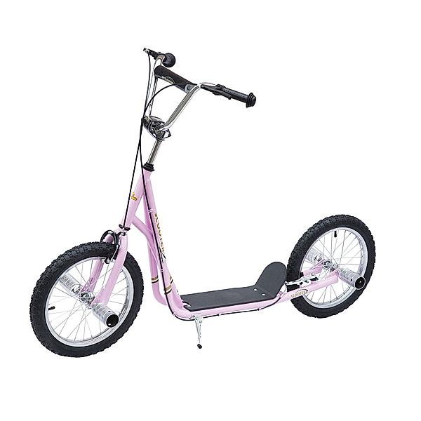 Homcom Kinderroller Mit Handbremse, extra dicker Luftbereifung, Höhenverstellbarer Lenker (Farbe: rosa)