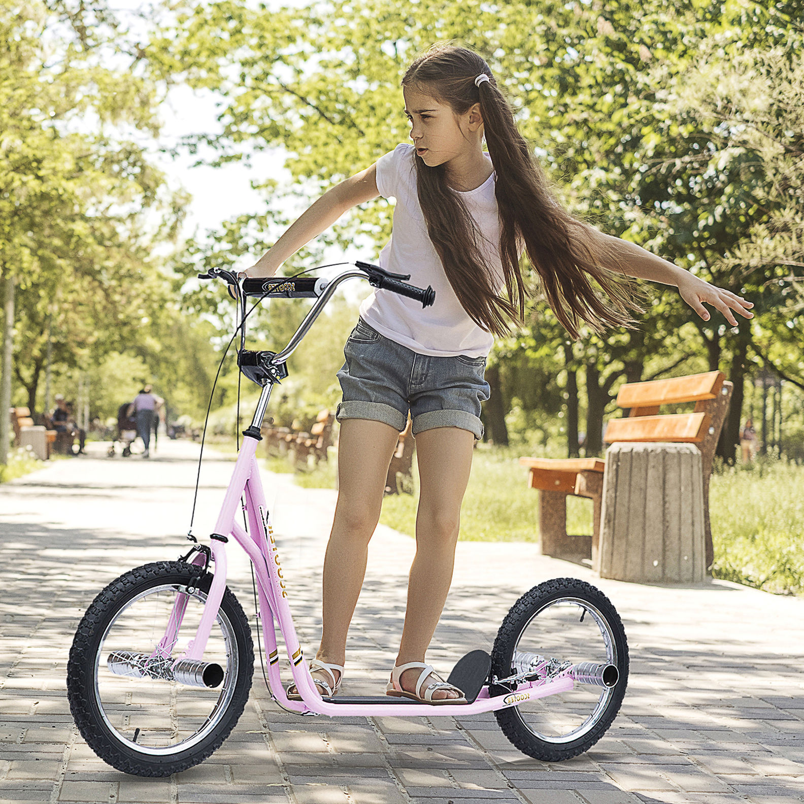 Kinderroller Mit Handbremse, extra dicker Luftbereifung, Höhenverstellbarer  Lenker Farbe: rosa | Weltbild.de