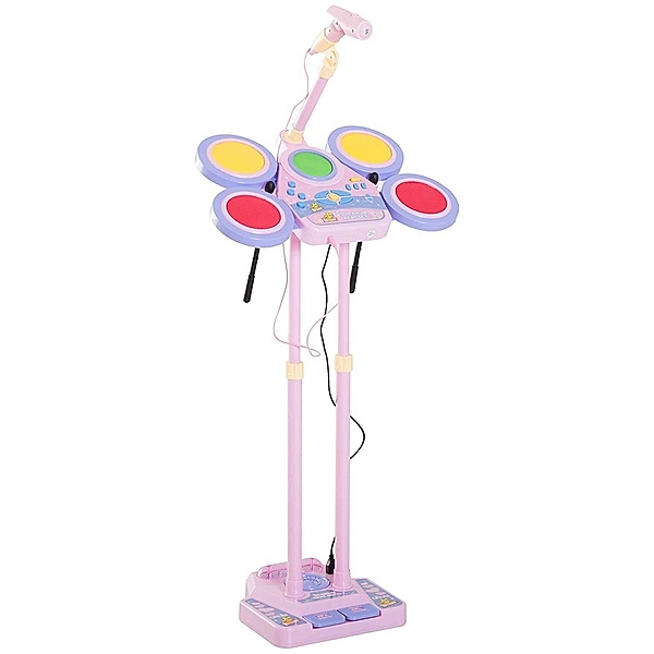 Kinderschlagzeug mit Mikrofon (Farbe: rosa)