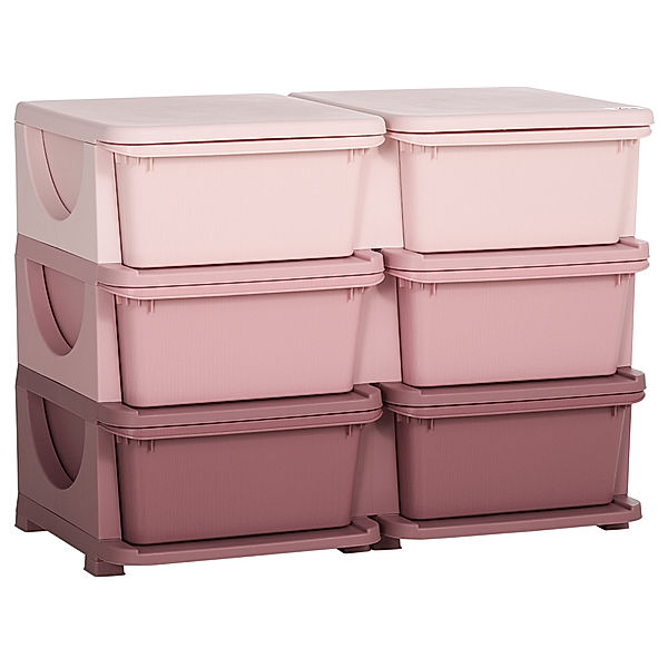 Homcom Kinderschubladenschrank mit abgerundete Kanten (Farbe: rosa,  violett)