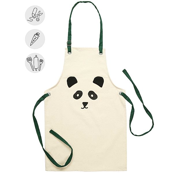 tausendkind home & go Kinderschürze PANDA MINI in natur (Grösse: 3-6 Jahre)